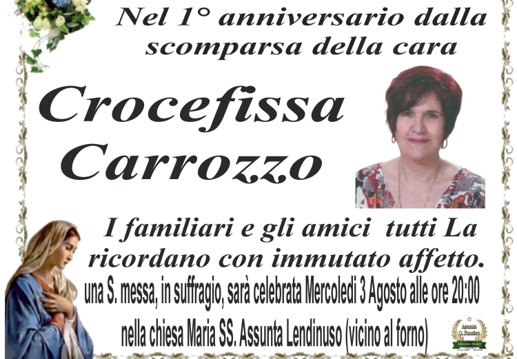 anniversario crocefissa carrozzo